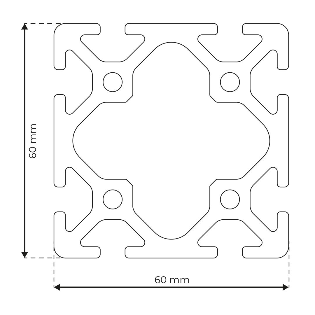 RP3040 aluminium profile 6 60x60 Normal