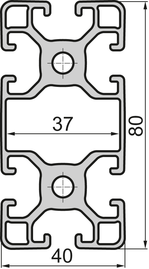 Aluminium profile 40x80 Light