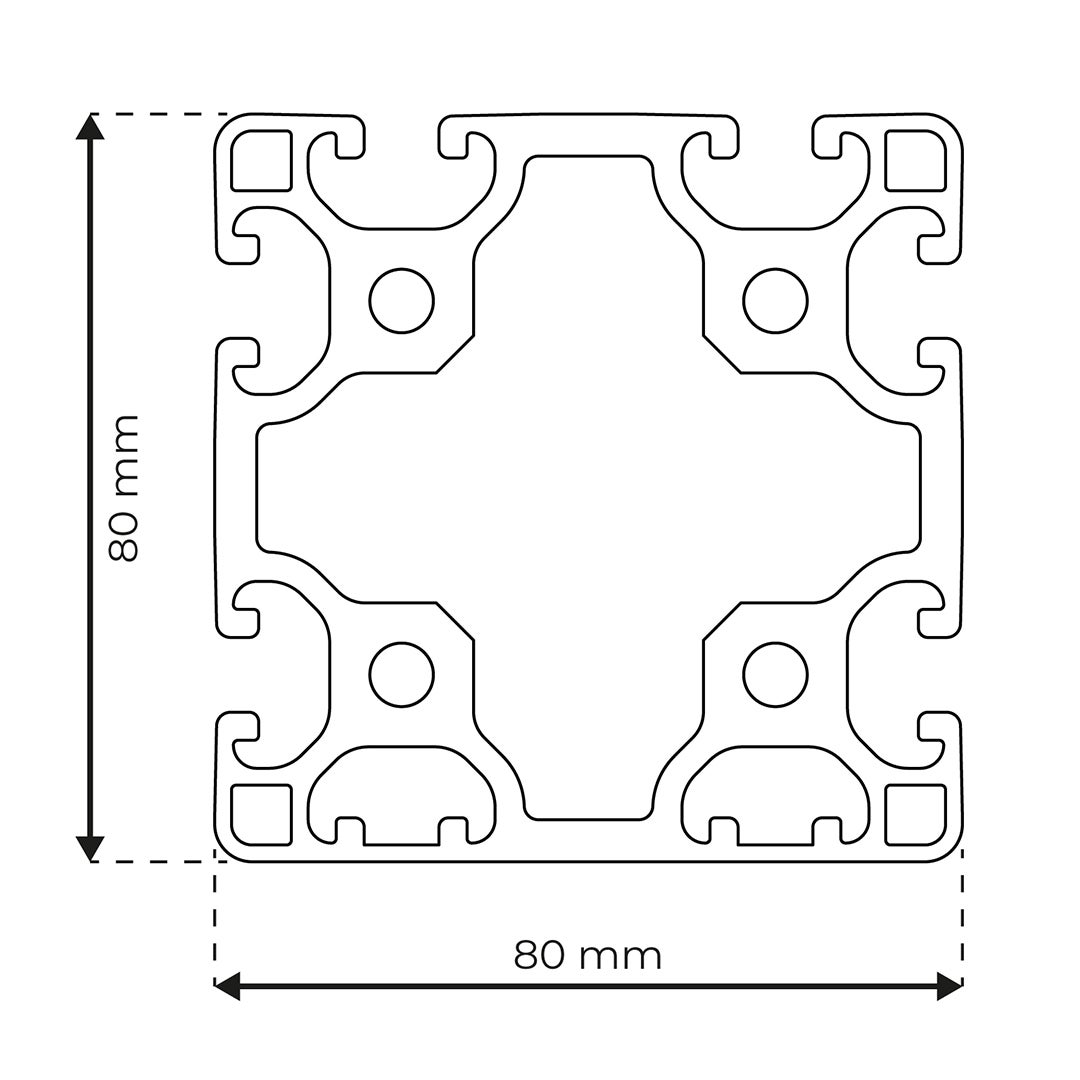 RP1185 aluminium profile 8 80x80 Light