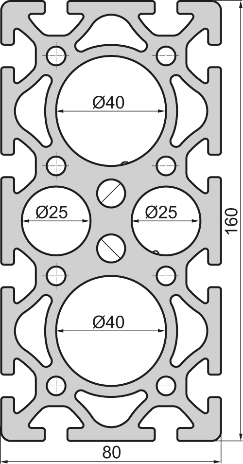 Aluminium profile 80x160 Round NV