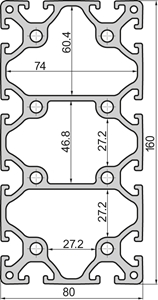 Aluminium profile 80x160 Light