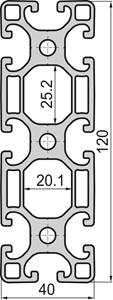 Aluminium profile 40x120 Semi