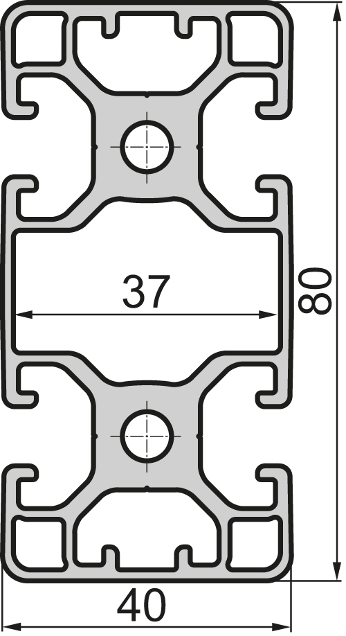 Aluminium profile Closed 40x80 4N 180° Light