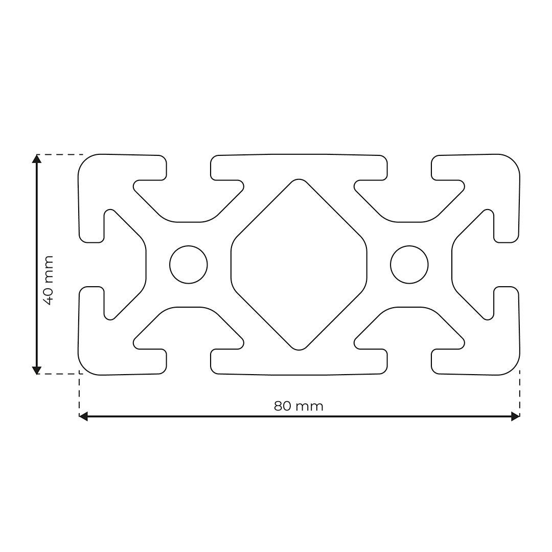 RP1040 aluminium profile 8 80x40 Normal