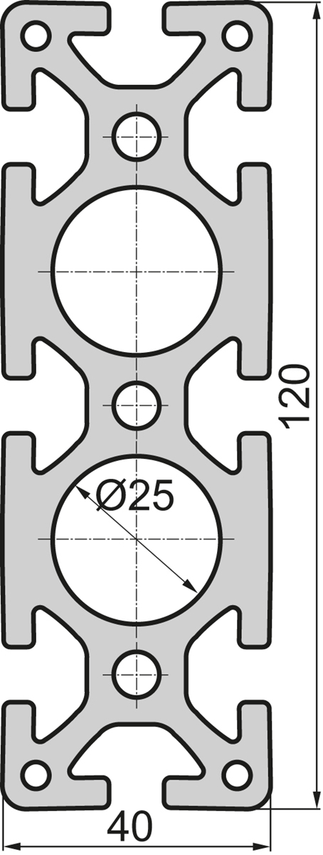 Aluminium profile 40x120