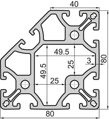 Aluminium profile 80x80 7N Double Bridge