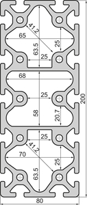 Aluminium profile 80x200