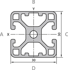 Aluminium profile 30x30 2N 180 L