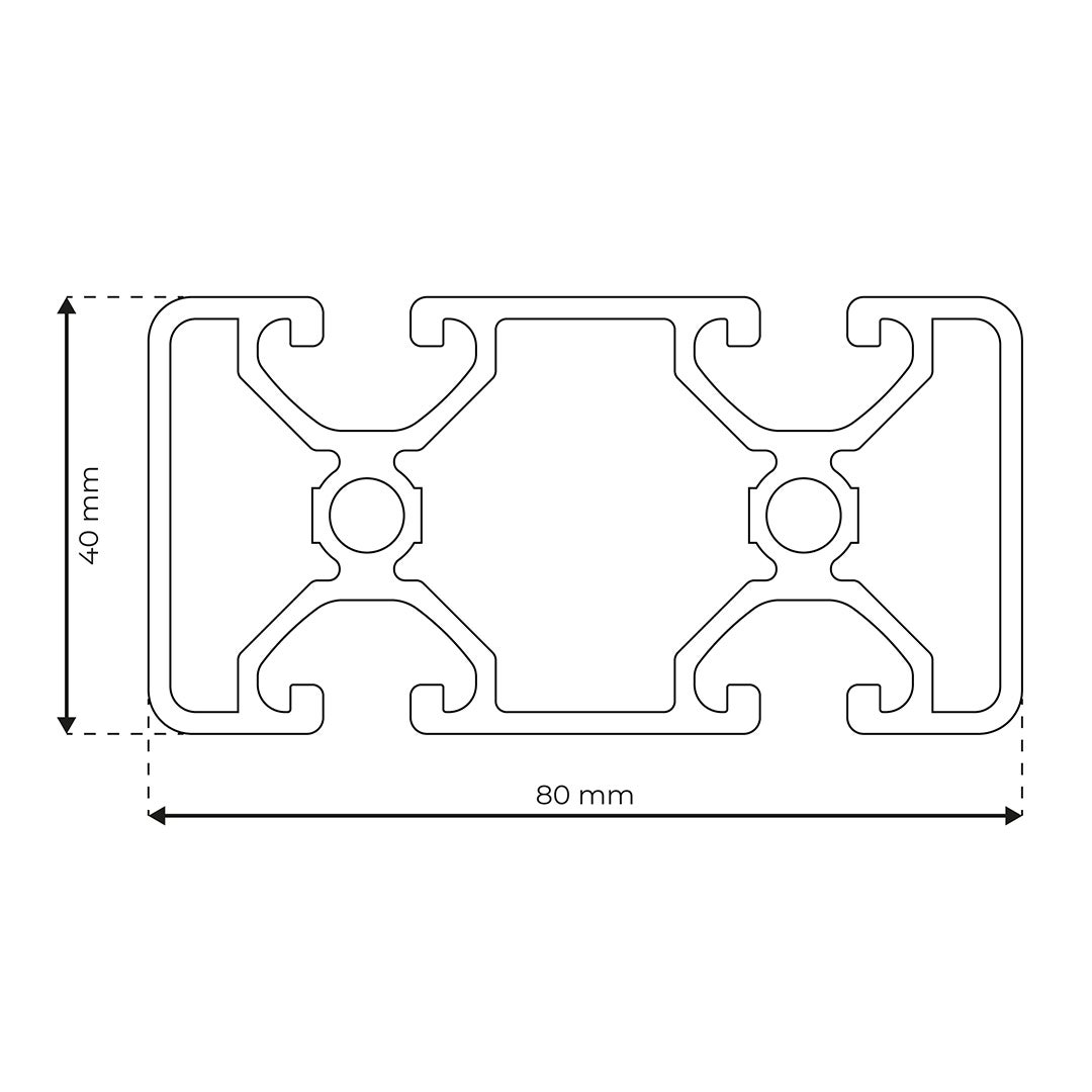 RP1356 aluminium profile 8 80x40 Ultralight