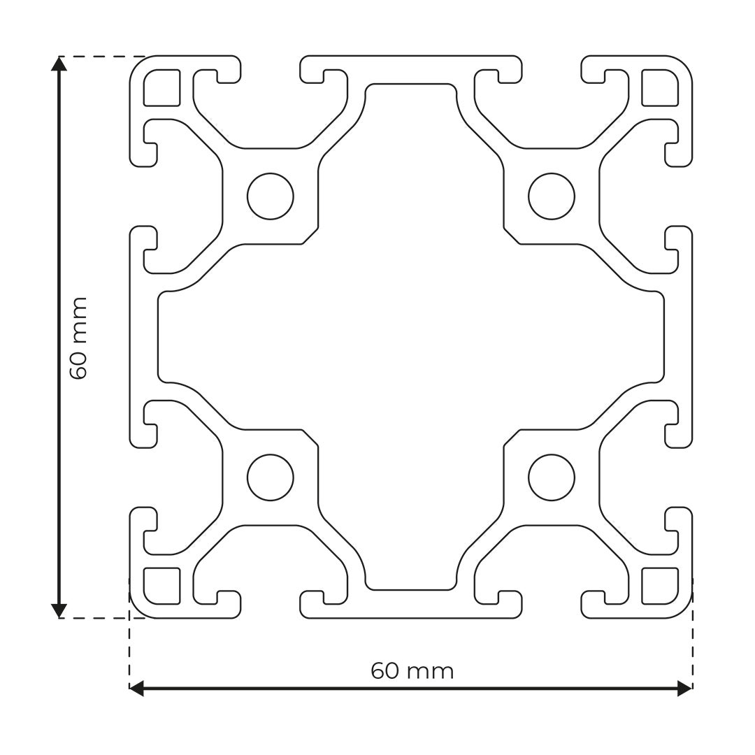RP3090 aluminium profile 6 60x60 Light