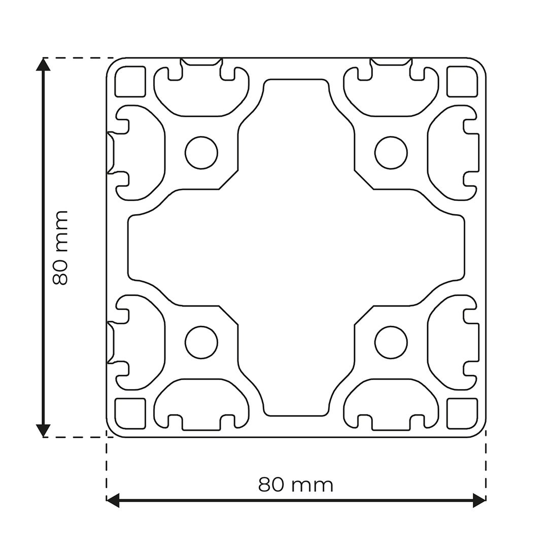 RP1195 aluminium profile 8 80x80 Light
