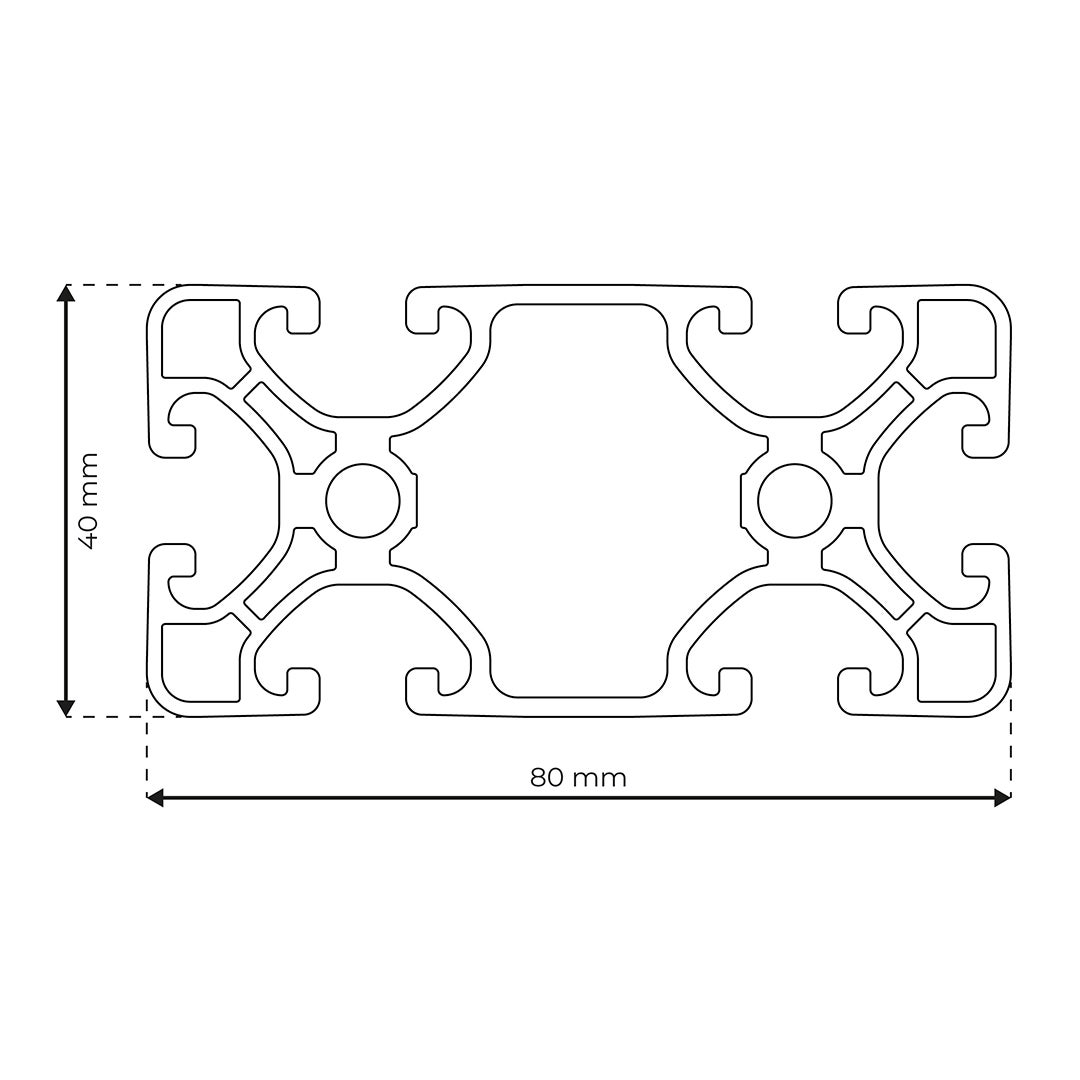 RP1145 aluminium profile 8 80x40 Ultralight