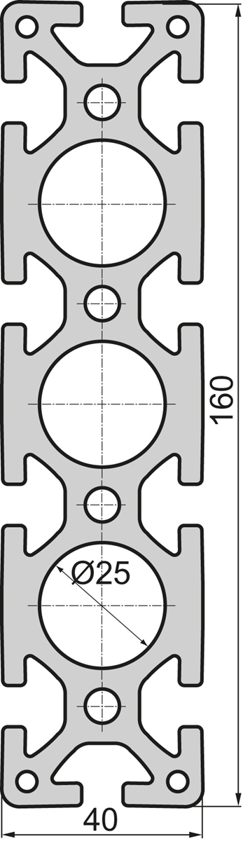 Aluminium profile 40x160