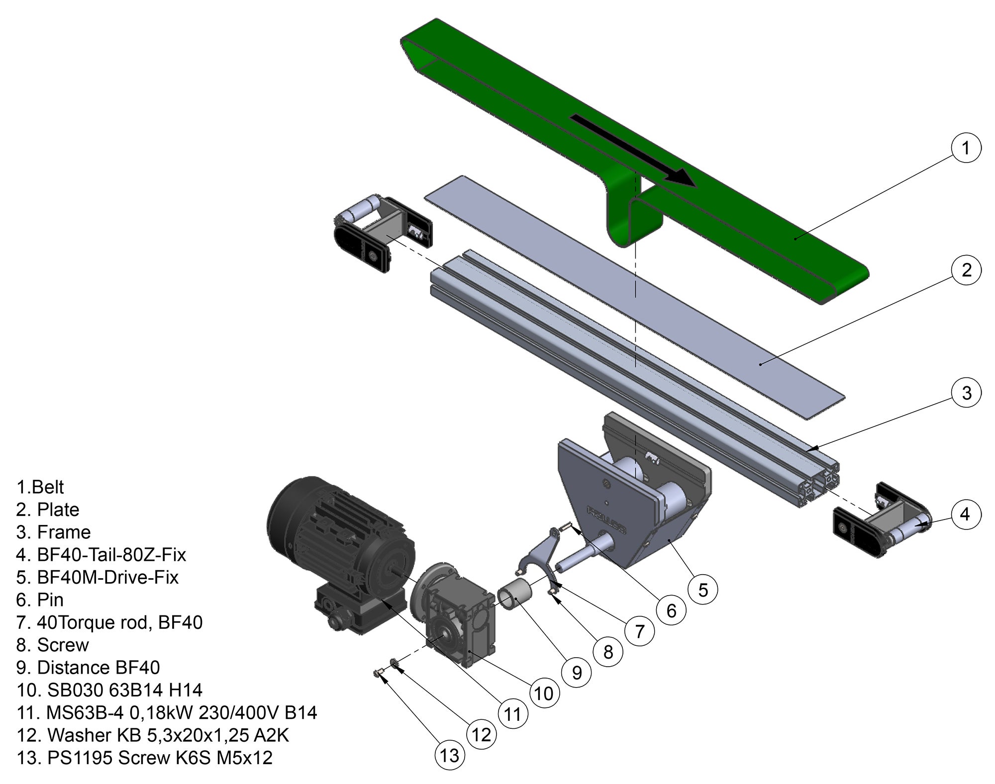 Belt Conveyor BF40 middle drive