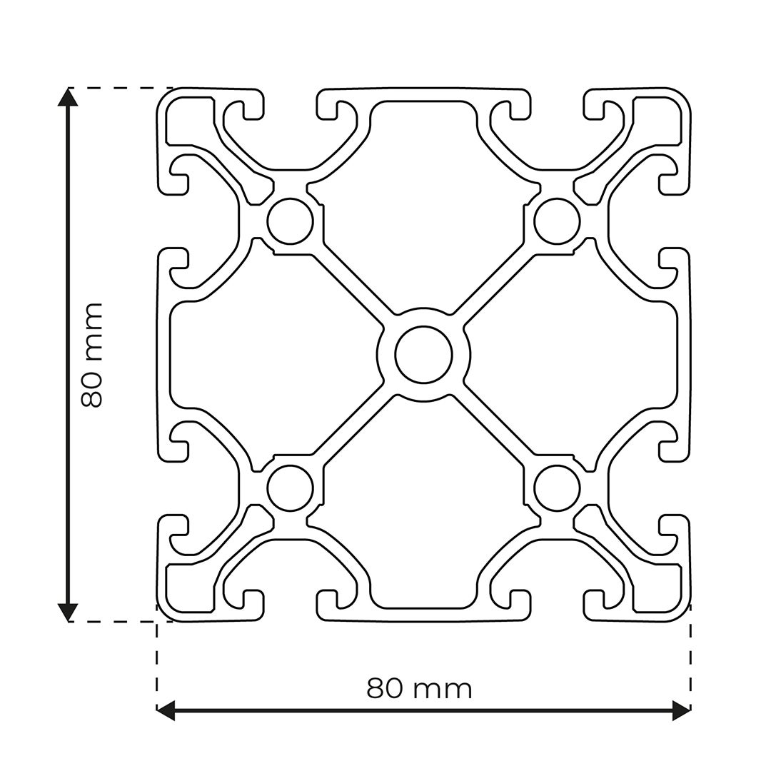 RP1175 aluminium profile 8 80x80 Ultralight