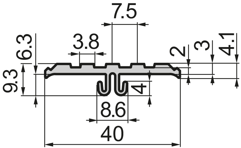 Tread Plate 40 Aluminium profile