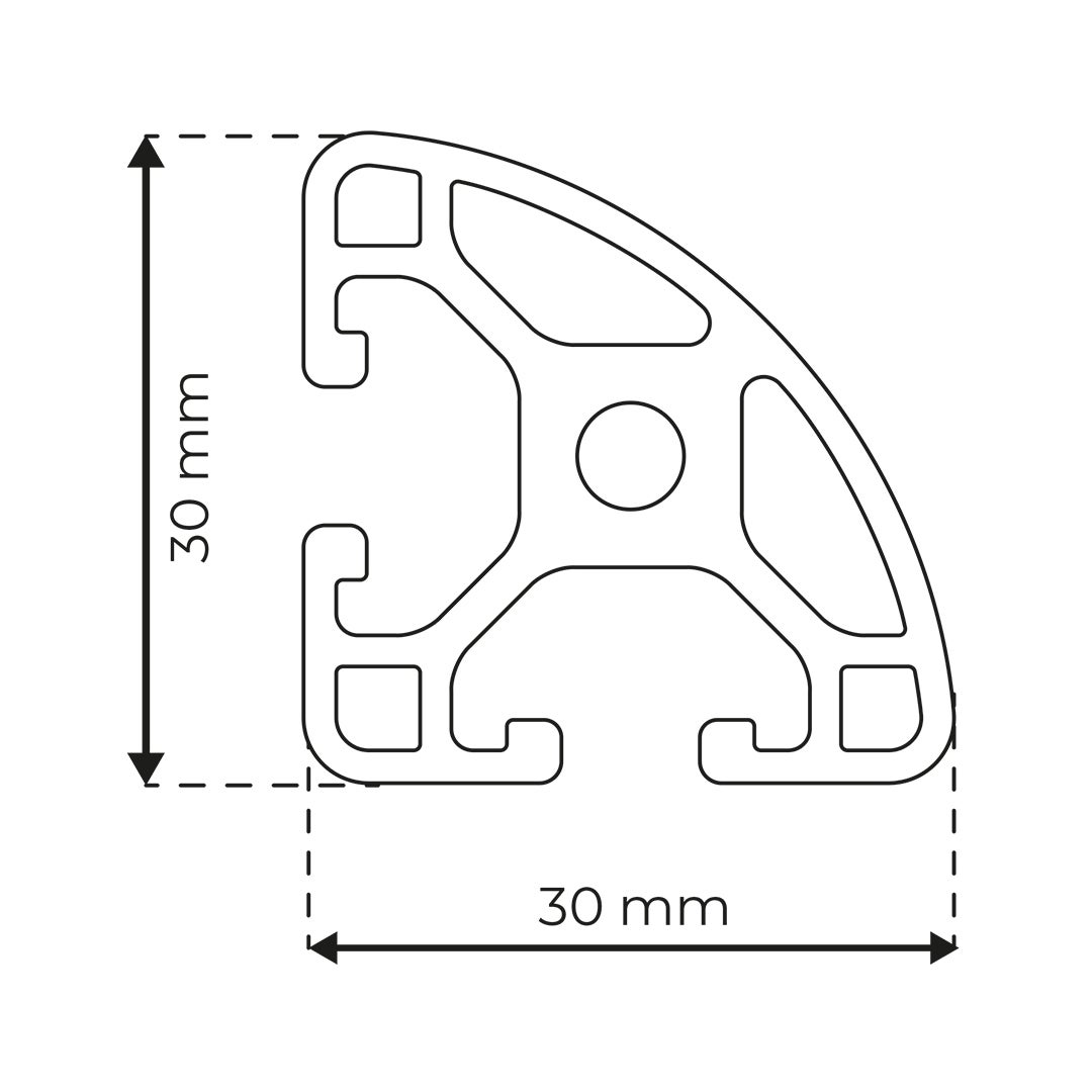 RP3160 aluminium profile 6 30x30R Light