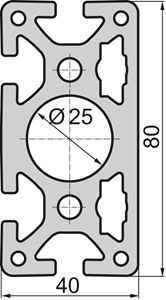 Aluminium profile Closed 40x80 4N