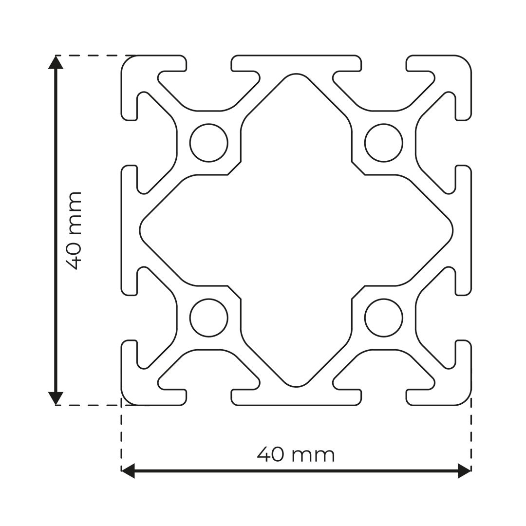 RP4070 aluminium profile 5 40x40 Normal