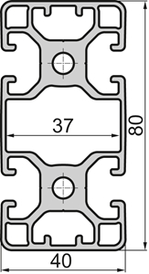 Aluminium profile Closed 40x80 4N 180° Light