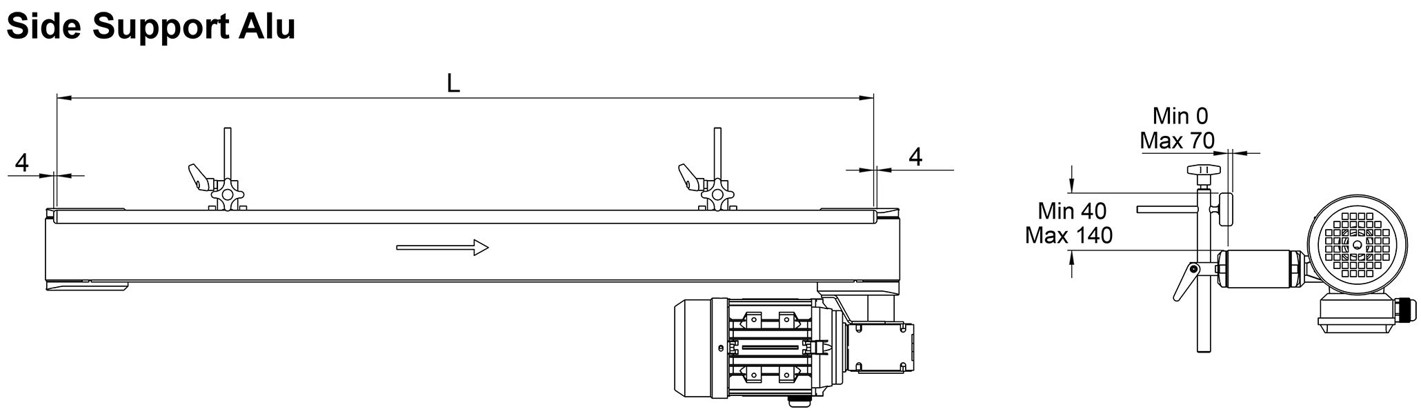 Side Support Alu Belt Conveyor