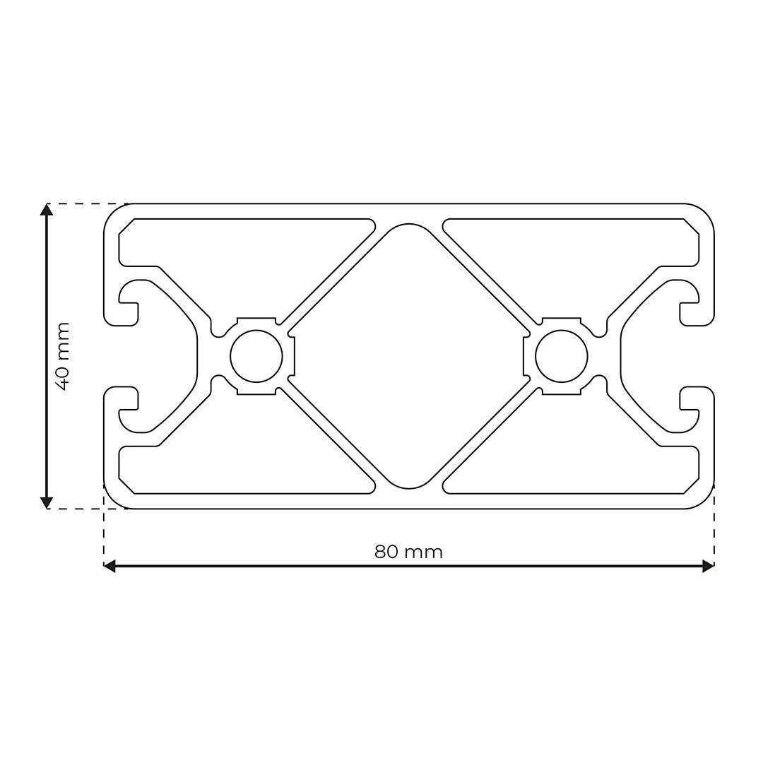 Aluminium Profile 8 80x40 Ultralight 4N180 | Rollco