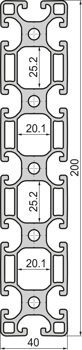 Aluminium profile 40x200 Semi