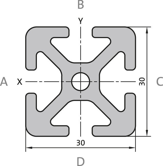 Aluminium profile 30x30