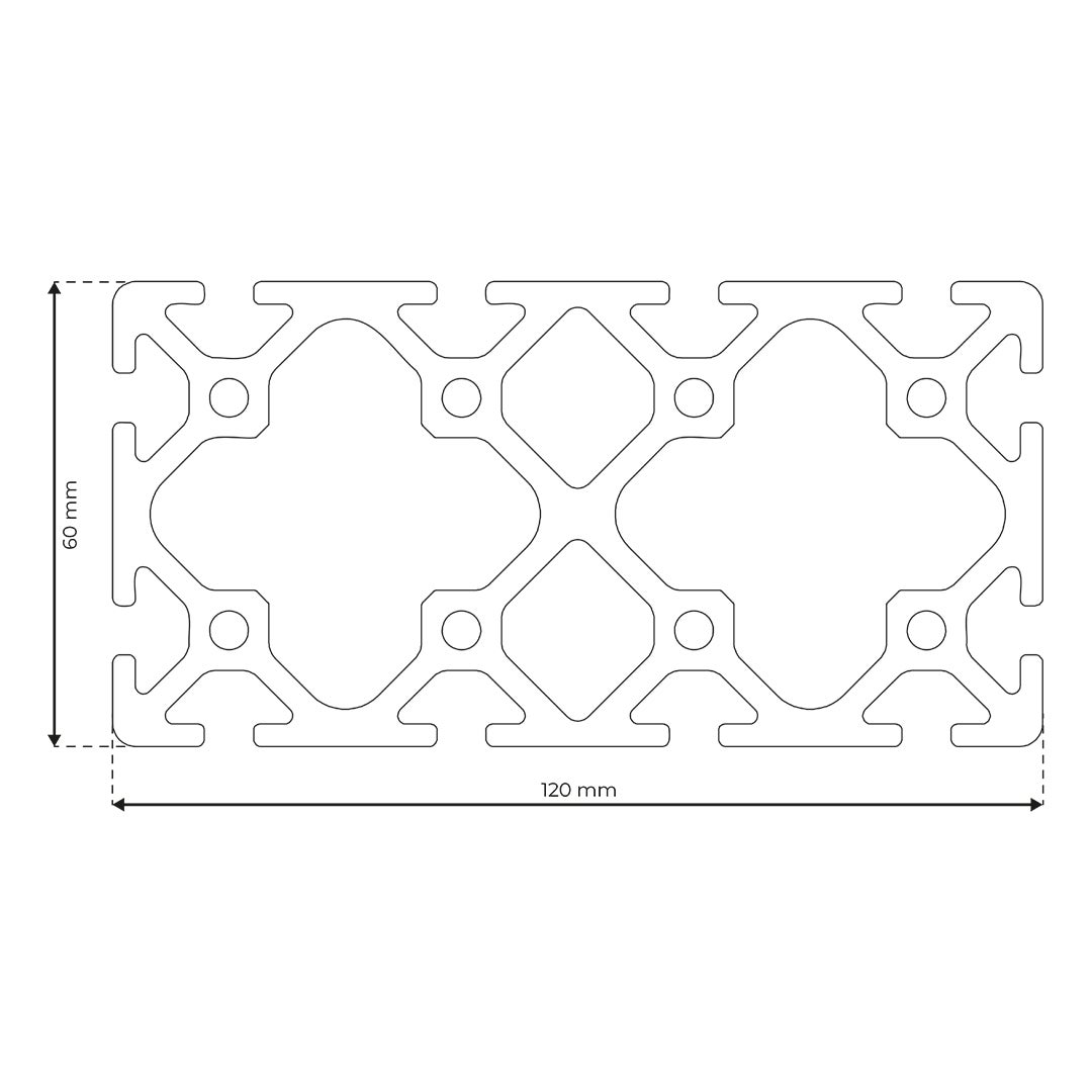 RP3050 aluminium profile 6 120x60 Normal