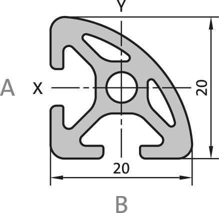 Aluminium Profile 20x20 R90°