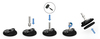 Assembly of adjustable feet with fixing holes