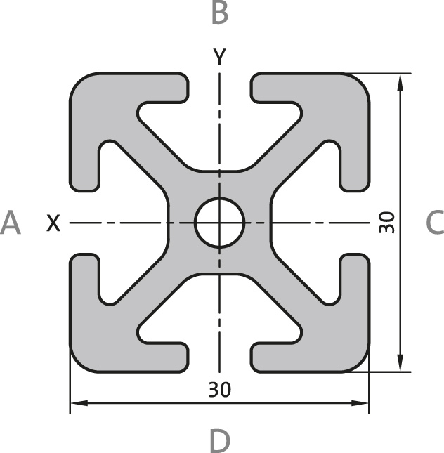 30x30 Closed Aluminium Profile - Aluminium Profile