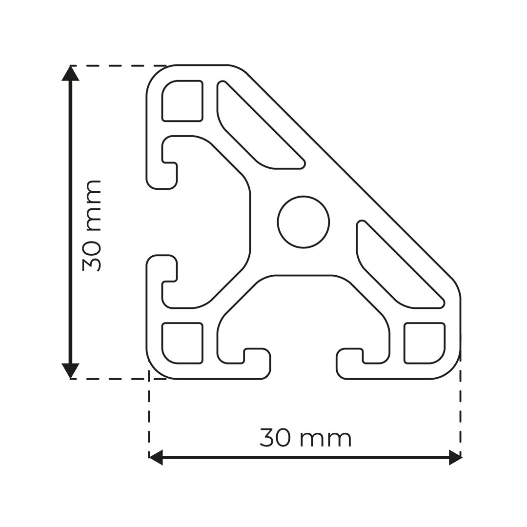RP3150 aluminium profile 6 30x30 Light 45°
