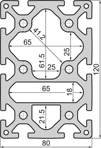 Aluminium profile 80x120 