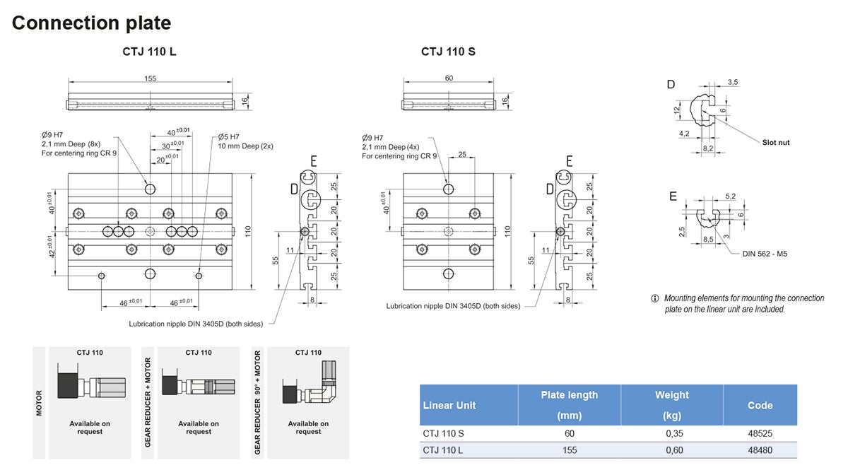 CTJ 110 Linear Unit Connection plate