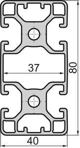 Aluminium profile Closed 40x80 4N 180° Light