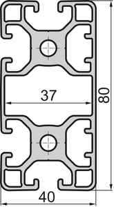 Aluminium profile Closed 40x80 4N 270° Light